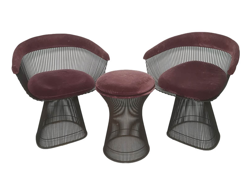 The-Cotswold-Auction-Company-In the manner of Warren Platner for Knoll set of four wire chairs and stool sold for £1,600